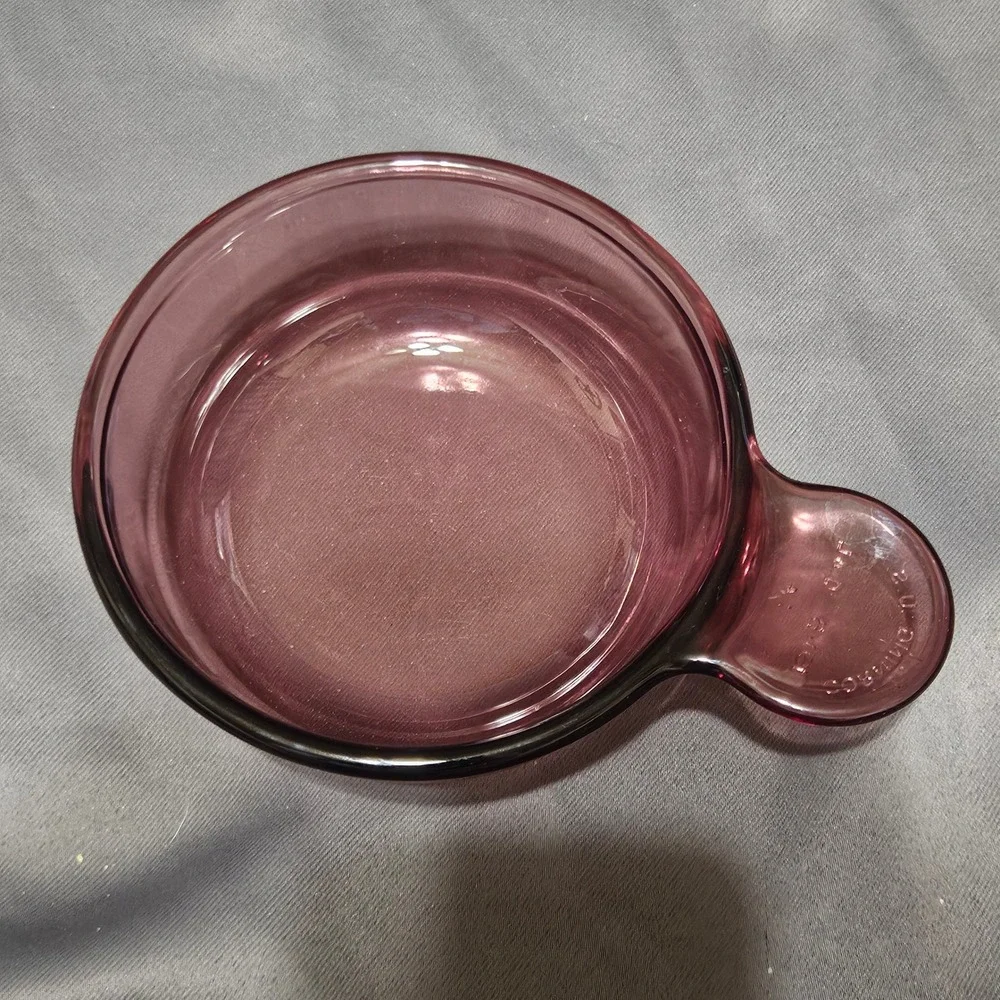 Corning Visions Cranberry Glass Grab-It Bowl 0.4L Casserole 150-B USA Made